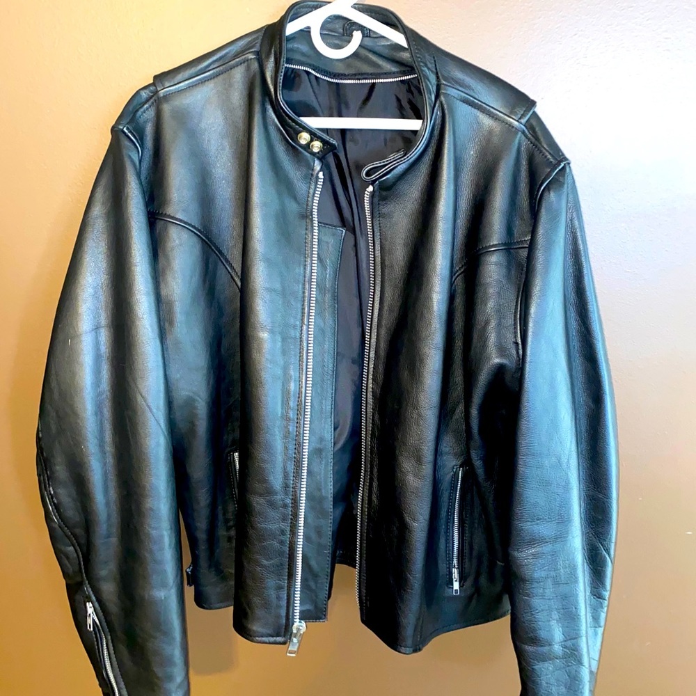 Vintage custom leather motorcycle jacket from 1985